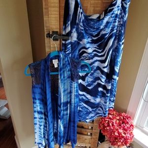 Chico's long lace jacket & skirt w/ triangle hem